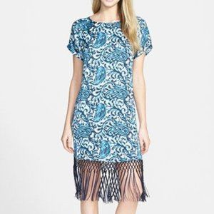 MICHAEL KORS KATHUMAR FRINGE HEM PAISLEY DRESS